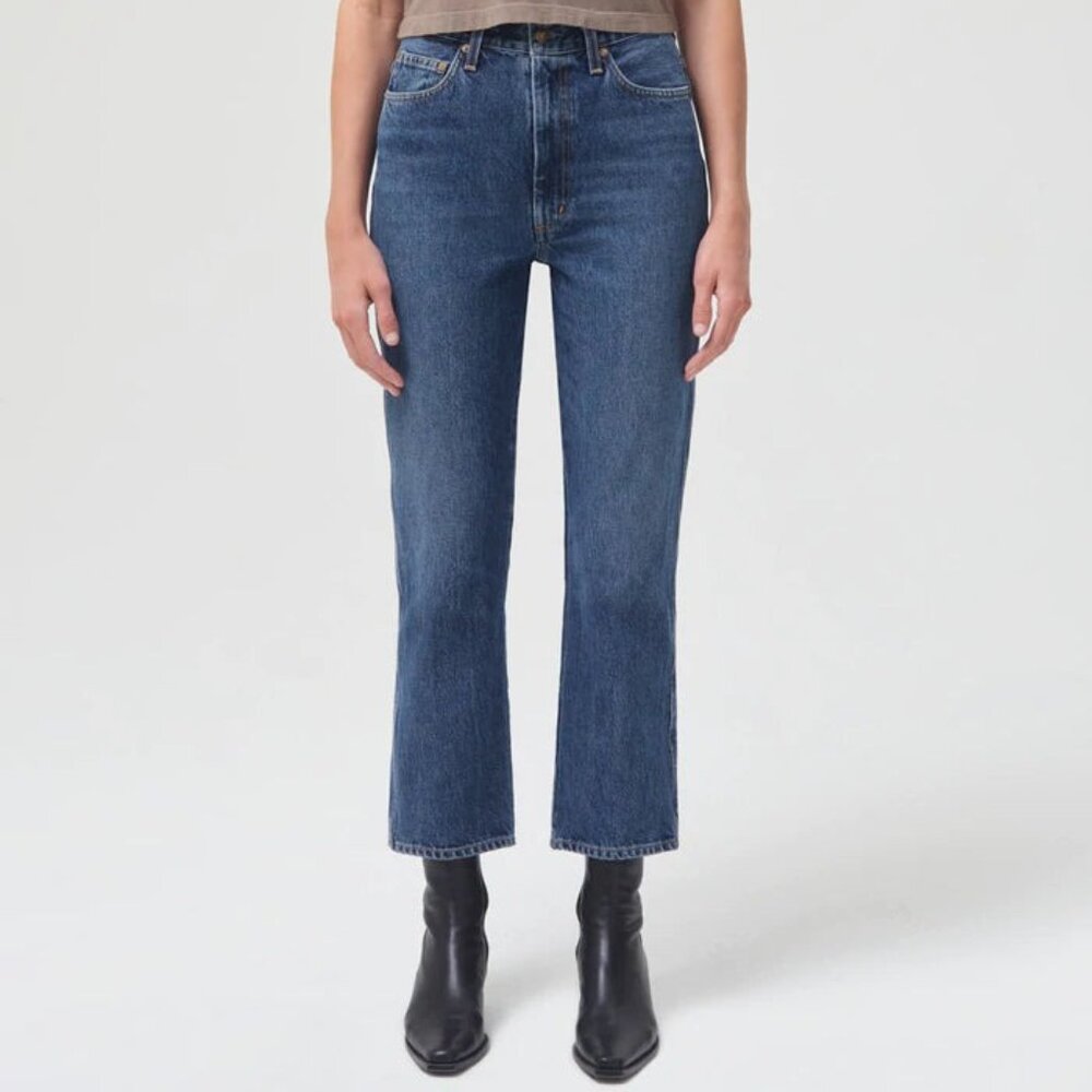 AGOLDE Pinch Waist High Rise Kick Cropped Flare Jeans Womens Size 33 Placebo NWT